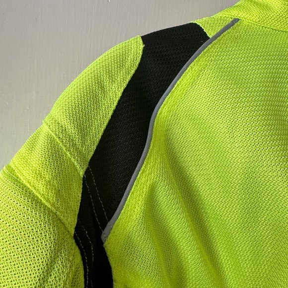 First Gear Mesh Motorcycle Jacket Medium Neon Yellow Armor Elbow Shoulder Back - Picture 4 of 16